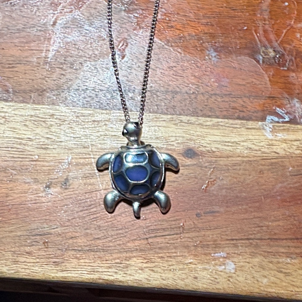 Silver Turtle Pendant Necklace